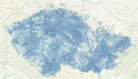 Mapa geografického pokrytí služeb a typů staveb
