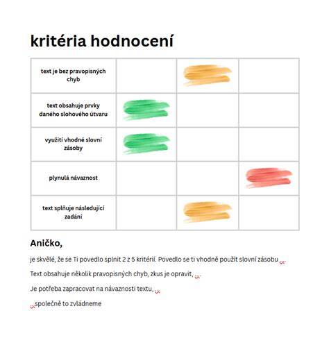 Porovnávací schéma: subjektivní kritéria vs. objektivní kritéria (sebereflexe, hodnocení, autodiagnostika)