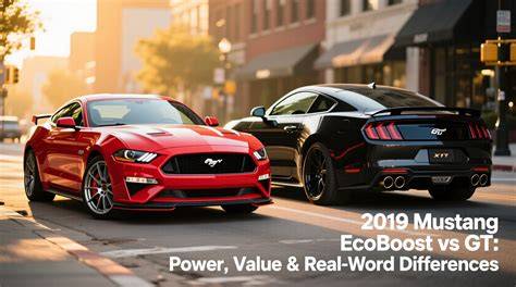 Infografika vývoj generaci Mustang a klíčové motory (EcoBoost vs. Coyote V8)