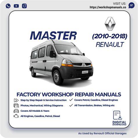 Obrázek s komponenty Renault Master a servisním nářadím