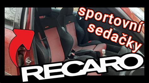 Detail sportovní anatomické sedačky Peugeotu 206 RC s vyšívaným monogramem RC