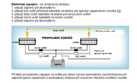 Infografika: schéma zapojení denního svícení a blinkru pro možné úpravy na přeskáčku