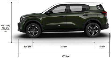 Infografika: rozměry, objem kufru a varianty motorů Citroën C3