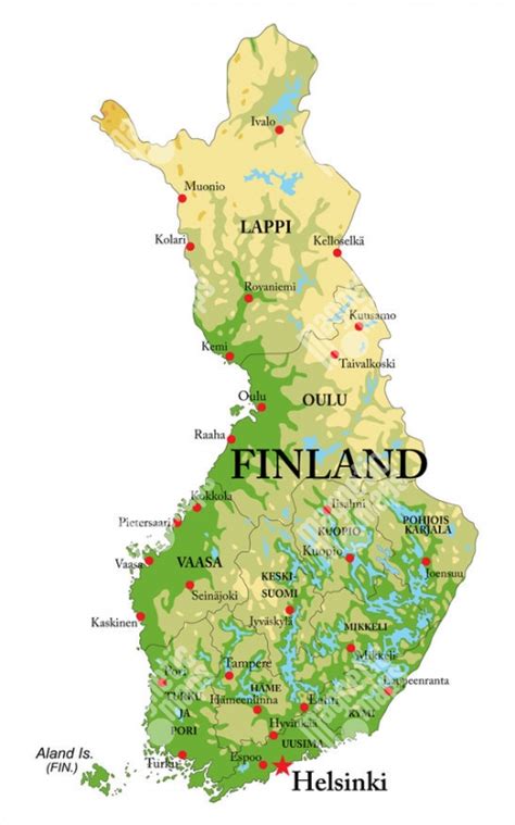 Mapa Finska s vyznačeným sídlem společnosti Nokian Tyres