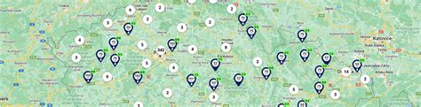 mapa dobíjecích stanic s vyznačenými zónami E