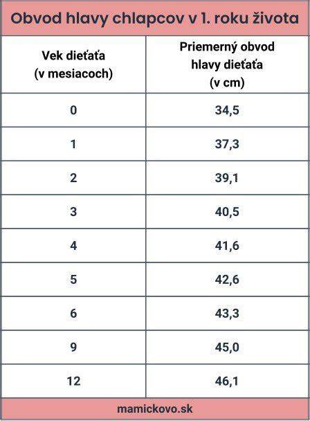 UKÁZKA TABULKY VELIKOSTÍ - obvod hlavy podle velikostí