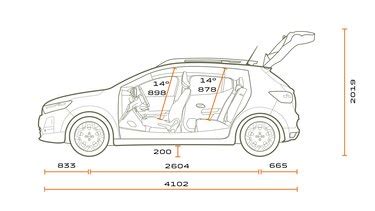 Schéma upevnění a rozměry znaku Renault Clio (ilustrace umístění na kapotě)