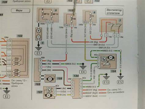 Schéma zapojení systémů DRL, BCM a RBCM ve voze Peugeot 406 Coupé