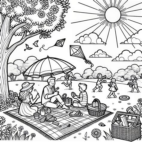 Ilustrace lidí užívajících si volný čas s pronajatým autem, například na pikniku nebo při návštěvě památky