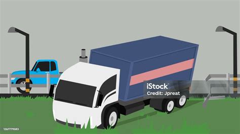 Ilustrace nákladního automobilu v náročném terénu