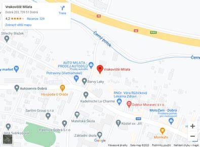 Mapa dostupnosti vrakoviště MILATA v Dobré
