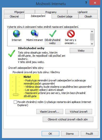 Klíčová nastavení zabezpečení a provozu