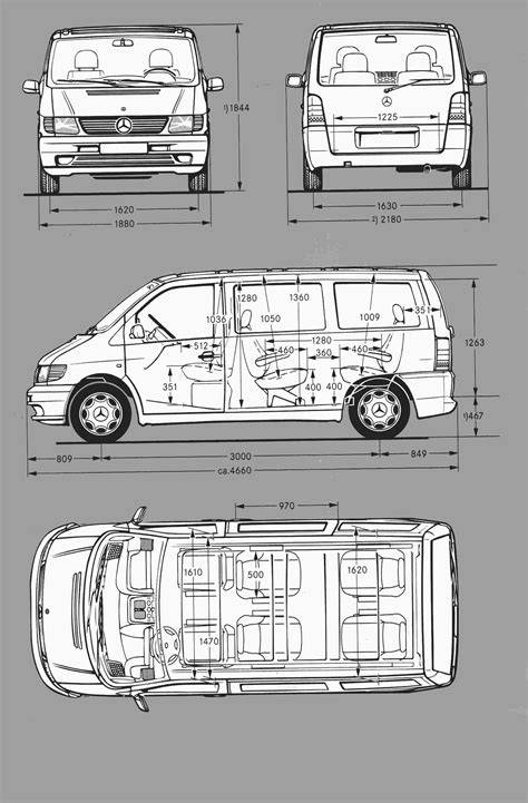 Grafika: Rozměry a délky Mercedes-Benz Vito Tourer