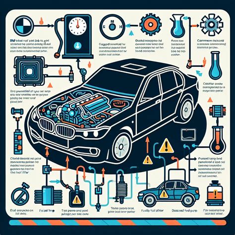 Infografika: Schéma palivového systému BMW E60 a možných míst selhání palivového čerpadla
