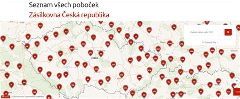 Mapa s vyznačenými pobočkami Zásilkovny v Uherském Hradišti.