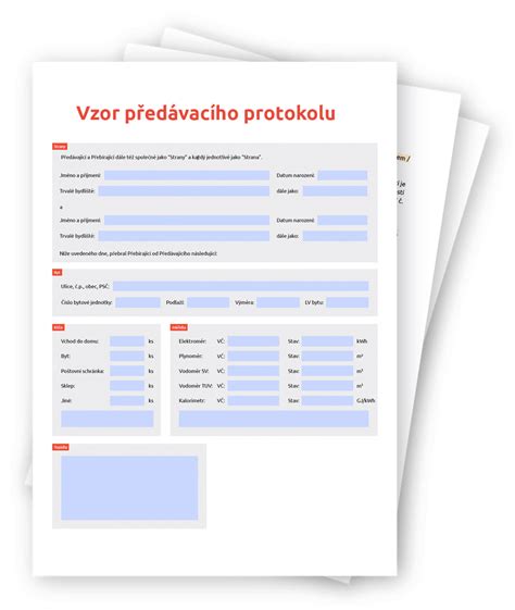 schéma postupu při sepisování předávacího protokolu (kroky: identifikace, dokumentace, vybavení, stav, podpis)