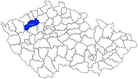 Mapa regionu Louny s vyznačením autoservisů