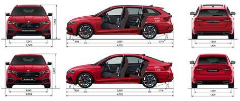 Infografika: Rozměry Škoda Octavia RS a srovnání s průměrným sedanem