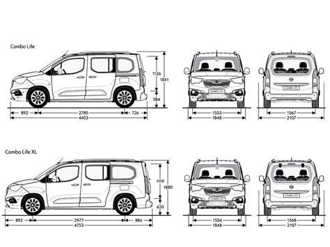 Infografika: Rozměry a délky Opel Combo Life