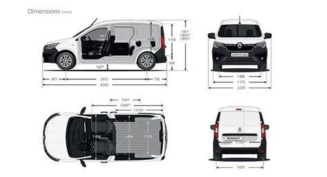 Technické schéma: rozměry a objem nákladového prostoru Renault Express Van