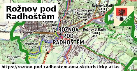 Mapa pokrytí servisních oblastí Rožnov pod Radhoštěm a okolí
