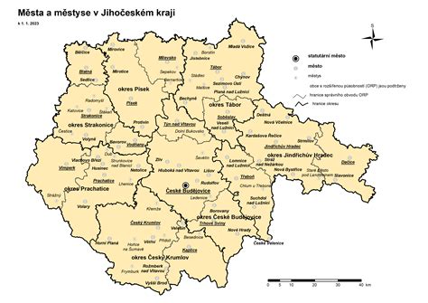 Mapa Jihočeského kraje s vyznačením Tábor a okolí