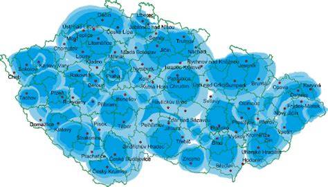 Mapa pokrytí servisních středisek v regionu