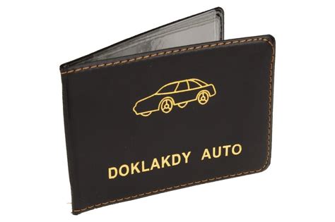 Obrázek koženého pouzdra na doklady do auta s albaka plaketkou
