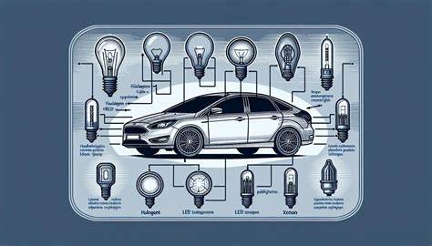 Obrázek: Schéma zadních světel Ford Focus MK1 (různé typy žárovek a jejich umístění)
