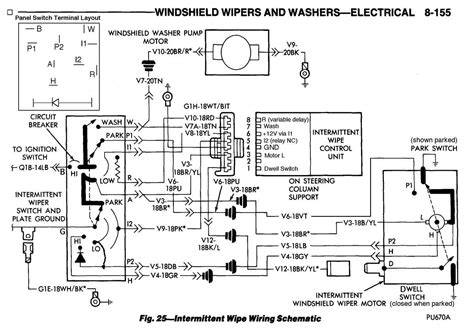 Obrázek: Schematic of front and rear windshield washer system and typical failure points