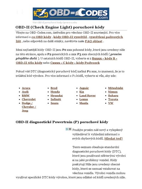 Infografika: Struktura OBD-II kódů a jejich rozdělení