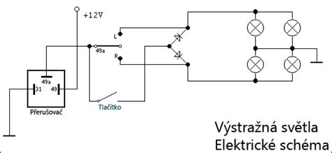 Schéma zapojení blinkrů Opel Astra G s vyznačením objímky pravého blinkru (E55R)