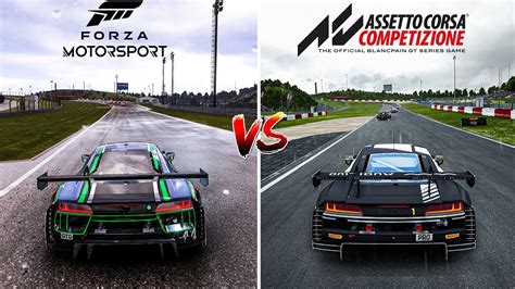 Infografika: Srovnání hlavních závodních simulátorů (GT7, Forza Motorsport, Assetto Corsa Competizione)