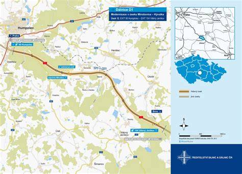 mapa úseku D1 Humpolec Větrný Jeníkov