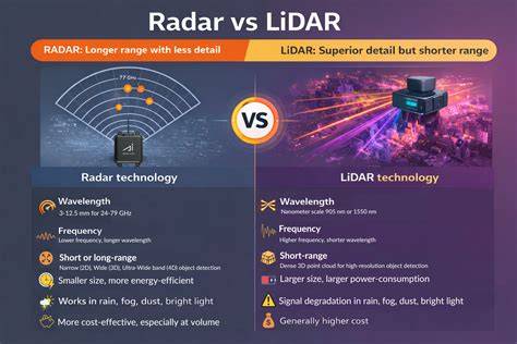 Infografika: Porovnání senzorů ACC (Radar vs Lidar vs Stereokamera) a jejich výhod/nevýhod