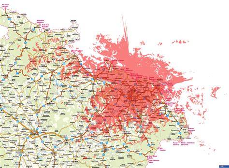 Mapa pokrytí servisních a odtahových oblastí Ostrava a okolí