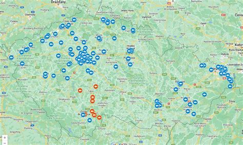 Mapa síťě prodejních míst a servisů Peugeot v České republice a na Slovensku