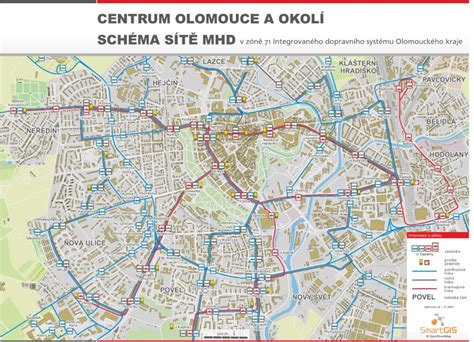 Schéma trasy tramvajové trati Olomouc