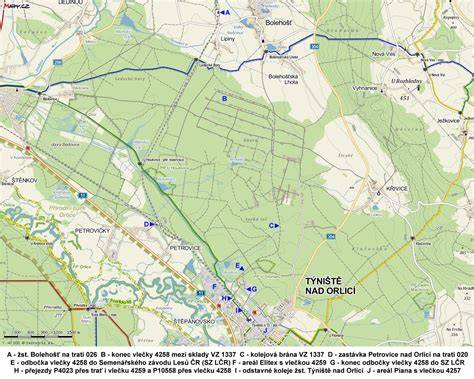 Mapa regionu a dopravní dostupnost Týniště nad Orlicí