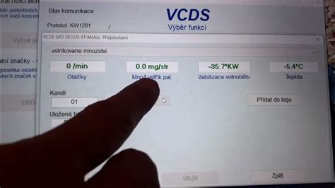 Ukázka změření odchylek vstřikovaného množství (VAG-COM)