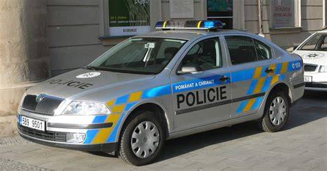 gif policie zastavuje auto vzhledem