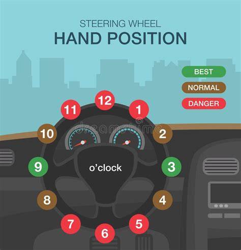 illustration of hand positions on steering wheel