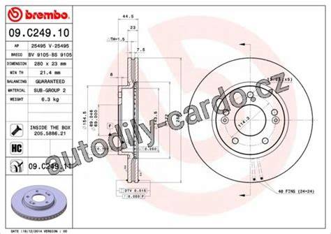 Infografika: technické parametry kotouče Brembo 09.5579.21