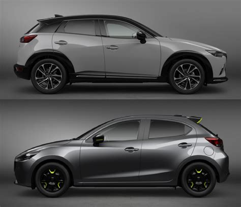 infografika porovnání rozměrů CX-3 a Mazda2