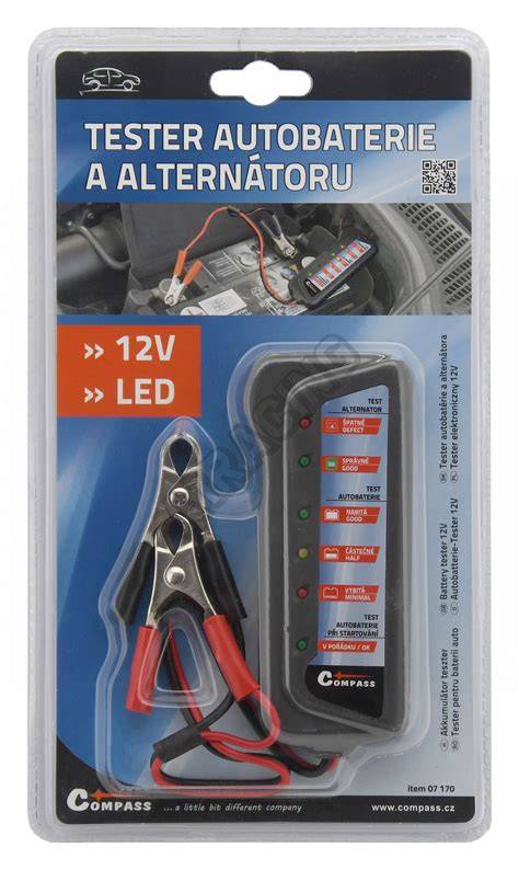tester autobaterie svorky a LED ukazatel