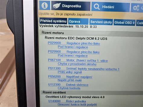 kolisani teploty motoru obrazovka diagnostika