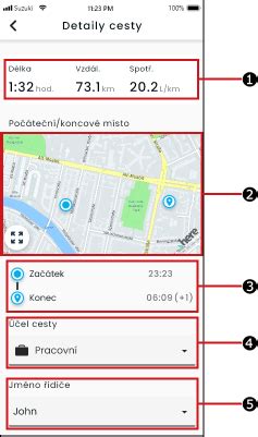 Interaktivní mapa a historie jízd v Suzuki Connect