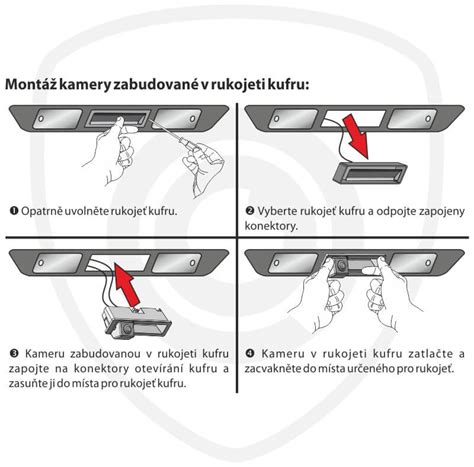 couvací kamera montáž v rukojeti kufru Škoda Octavia