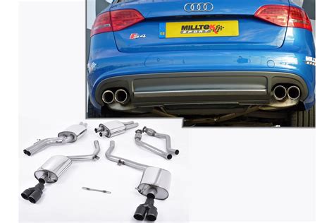 Schéma komponentů výfukového systému Milltek Sport pro Audi S4 B8