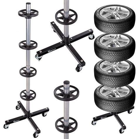 Příslušný obrázek demonstrující pojízdný stojan na pneumatiky
